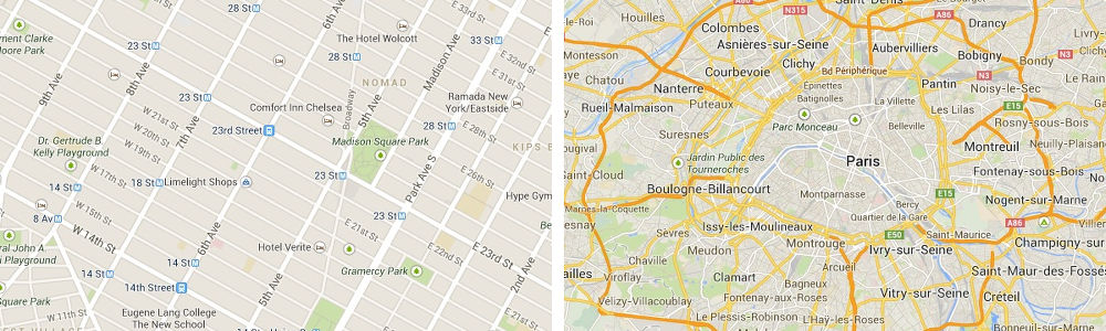 Manhattan and Paris – typical examples of the two types of topologies.